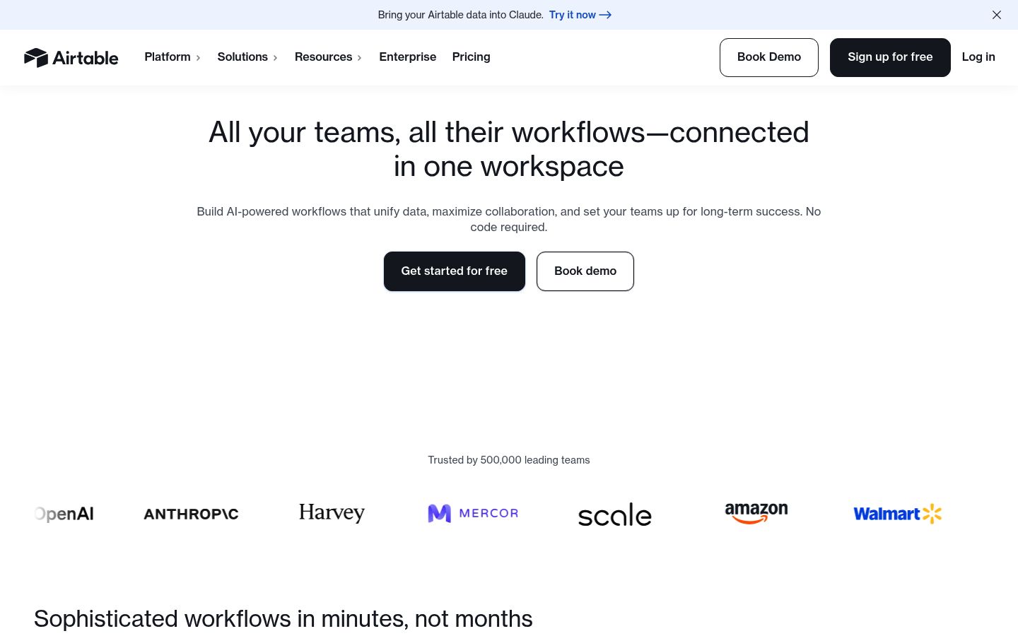 Screenshot of airtable.com homepage as Lytms scored it on May 20, 2026