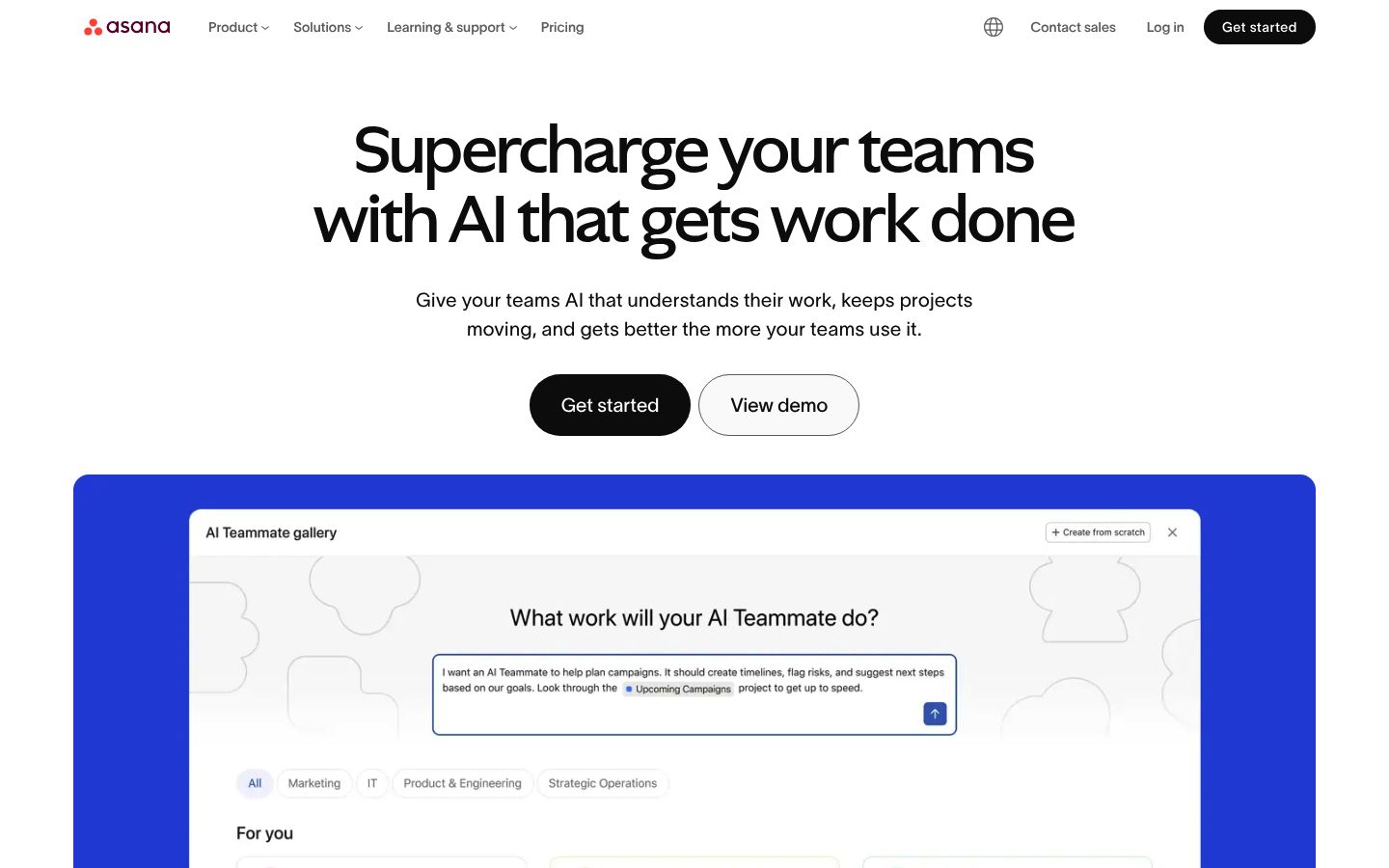 Screenshot of asana.com homepage as Lytms scored it on May 20, 2026