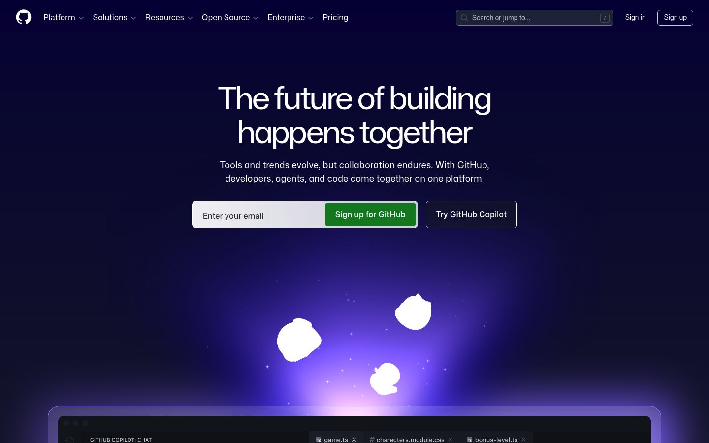 Screenshot of github.com homepage as Lytms scored it on April 10, 2026